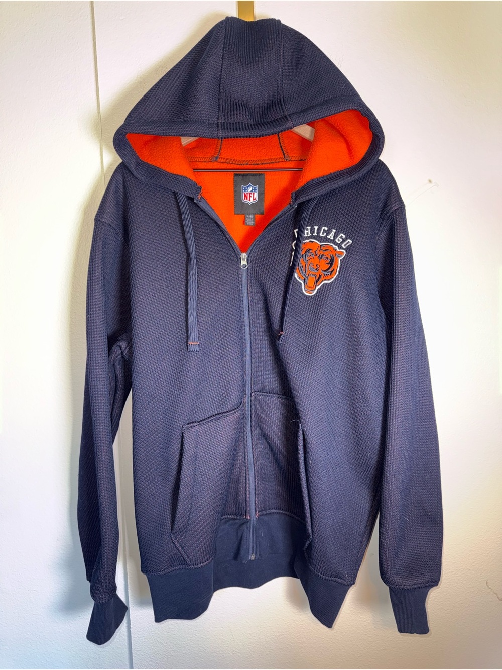 NFL CHICAGO BEARS embroidered fleece lined game day football full zip hoodie XL
